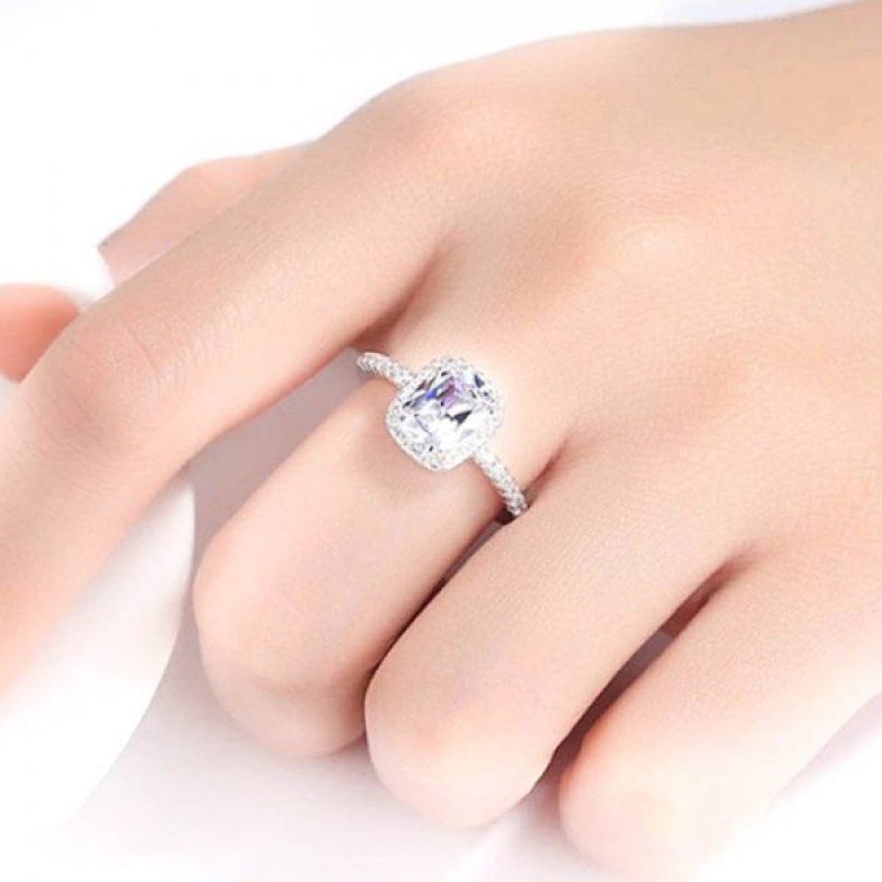 Inel argint logodna cu elemente SW Destiny Diamond, Marime 19