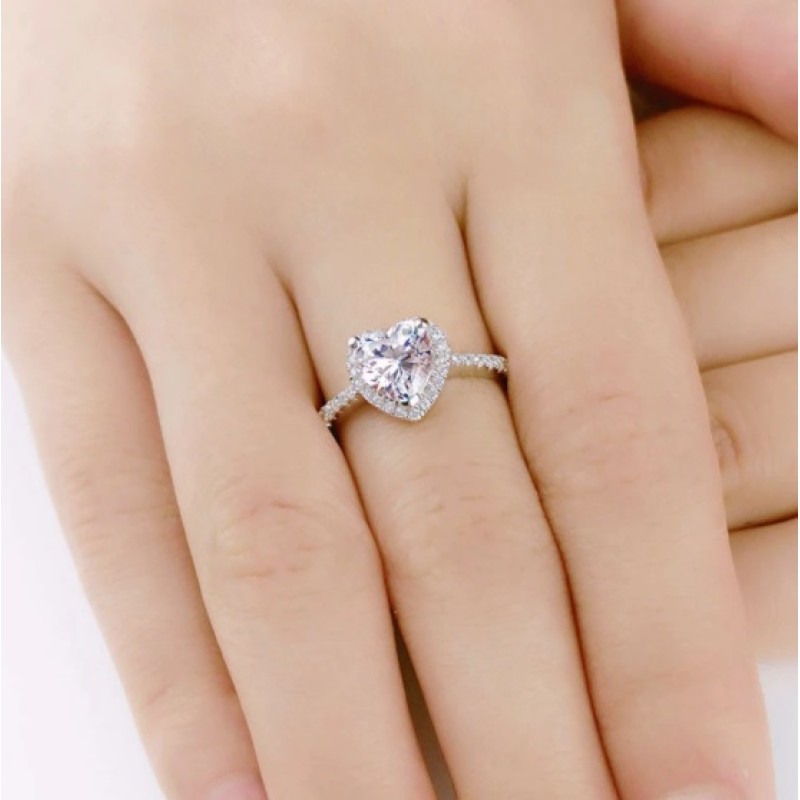 Inel argint de logodna cu diamant zircon 4 carate