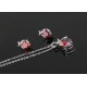 Set Argint Lant, Pandantiv, Cercei Cu Elemente Swarovski Red Drops Ladybug