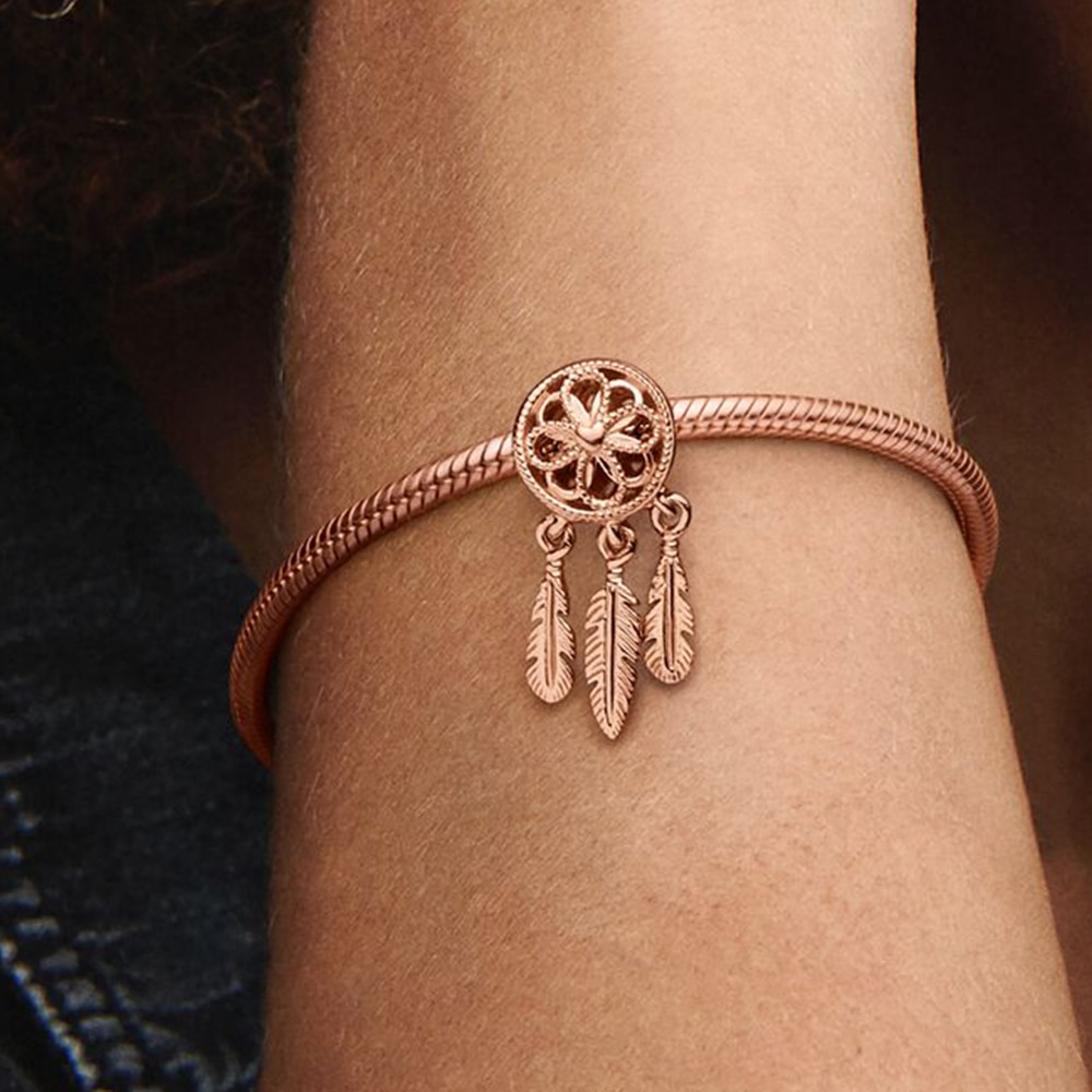 Pandora-Spiritual-Dreamcatcher-Bead-Charm-fit-Moments-Collection-Bracelet-925-Sterling-Silver-Rose-Gold-Blend-Luxury-Gorgeous